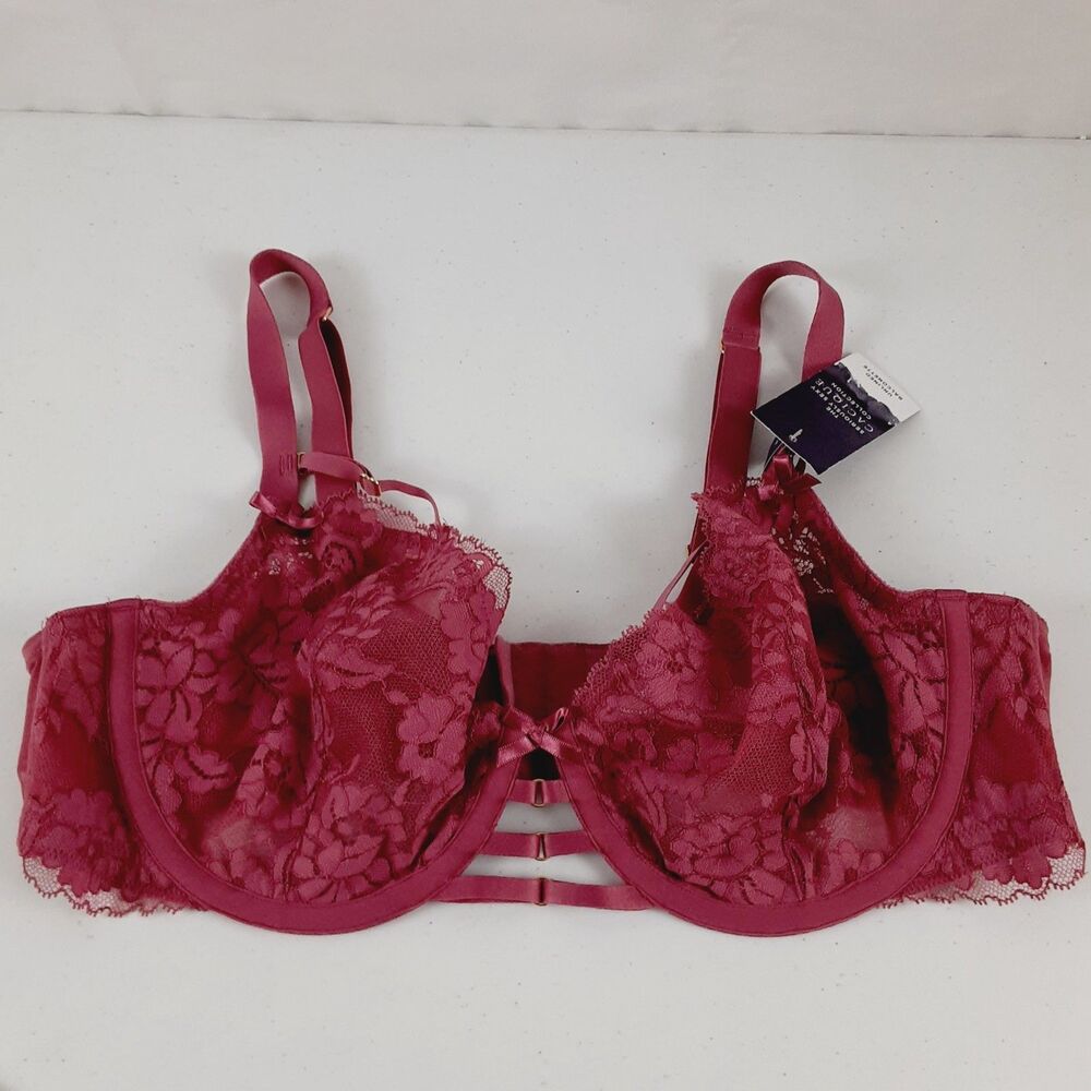Cacique Seriously Sexy Collection Underwire Lace Unlined Balconette Size 40C BRA